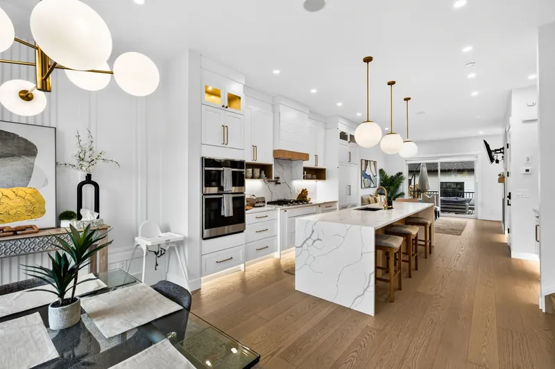 Kitchen with waterfall island